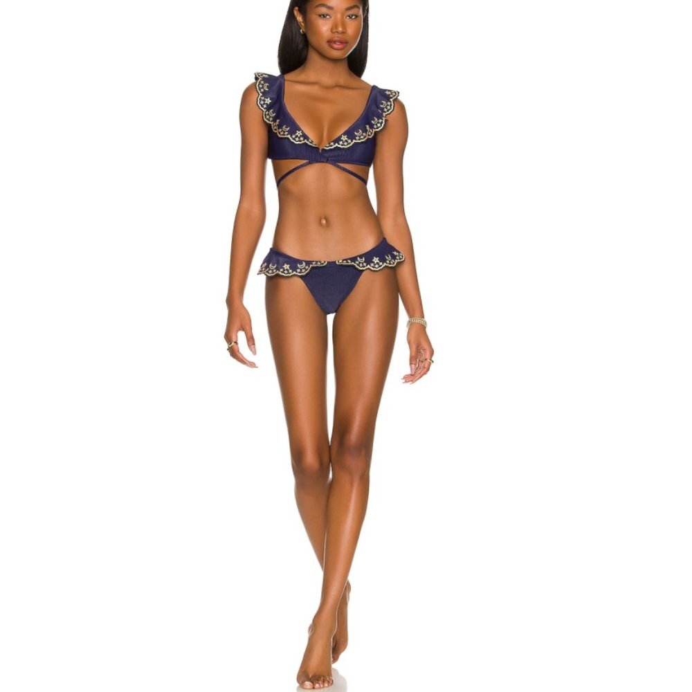 BEACH RIOT Lauren Bikini Top Navy Size XL NWT - Picture 2 of 15
